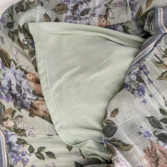 August Sky Floral Empire Waist Flutter Sleeve Smocked Bodice Tiered Maxi Size M - Picture 7 of 8